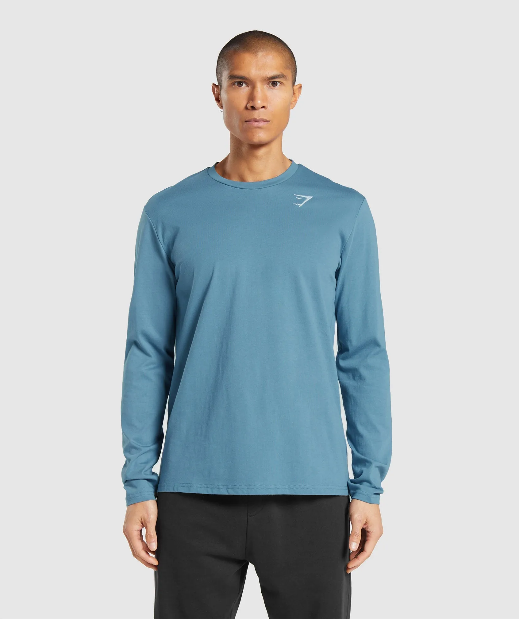 Gymshark Crest Long Sleeve T-Shirt - Faded Blue sold by Gymshark