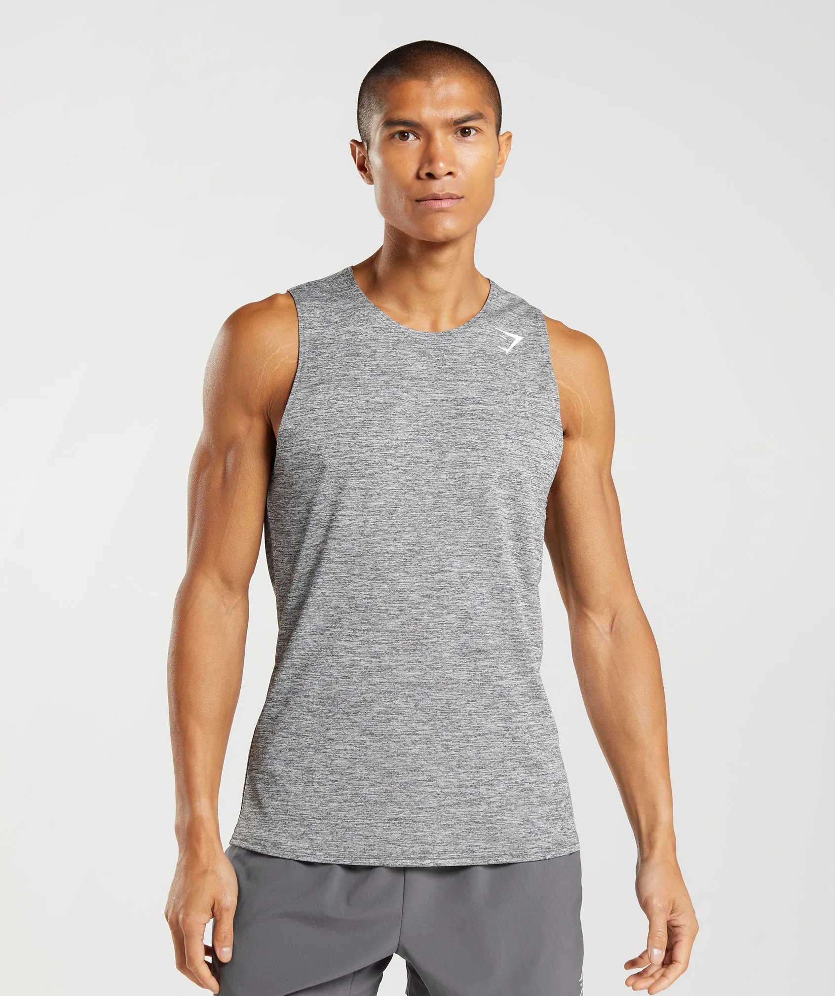 Gymshark Arrival Slim Marl Tank - Silhouette Grey/Light Grey Marl sold by Gymshark