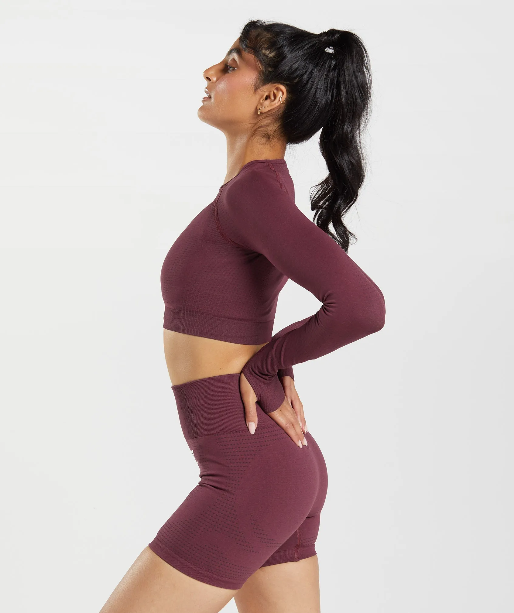 Gymshark Vital Crop Top - Baked Maroon Marl sold by Gymshark product image thumbnail 3