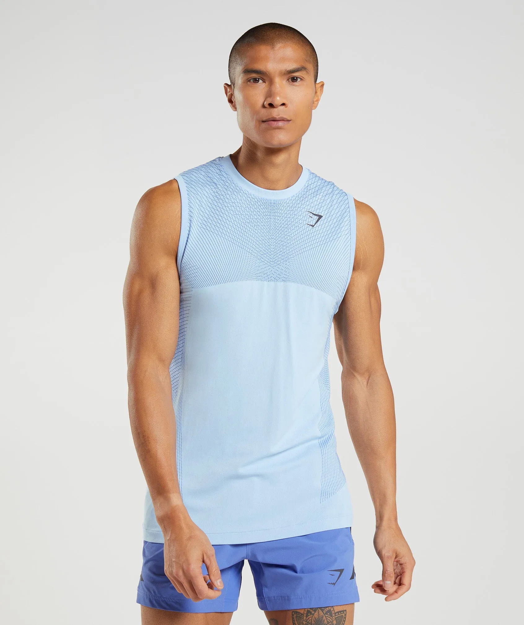 Gymshark Apex Seamless Tank - Linen Blue/Court Blue sold by Gymshark