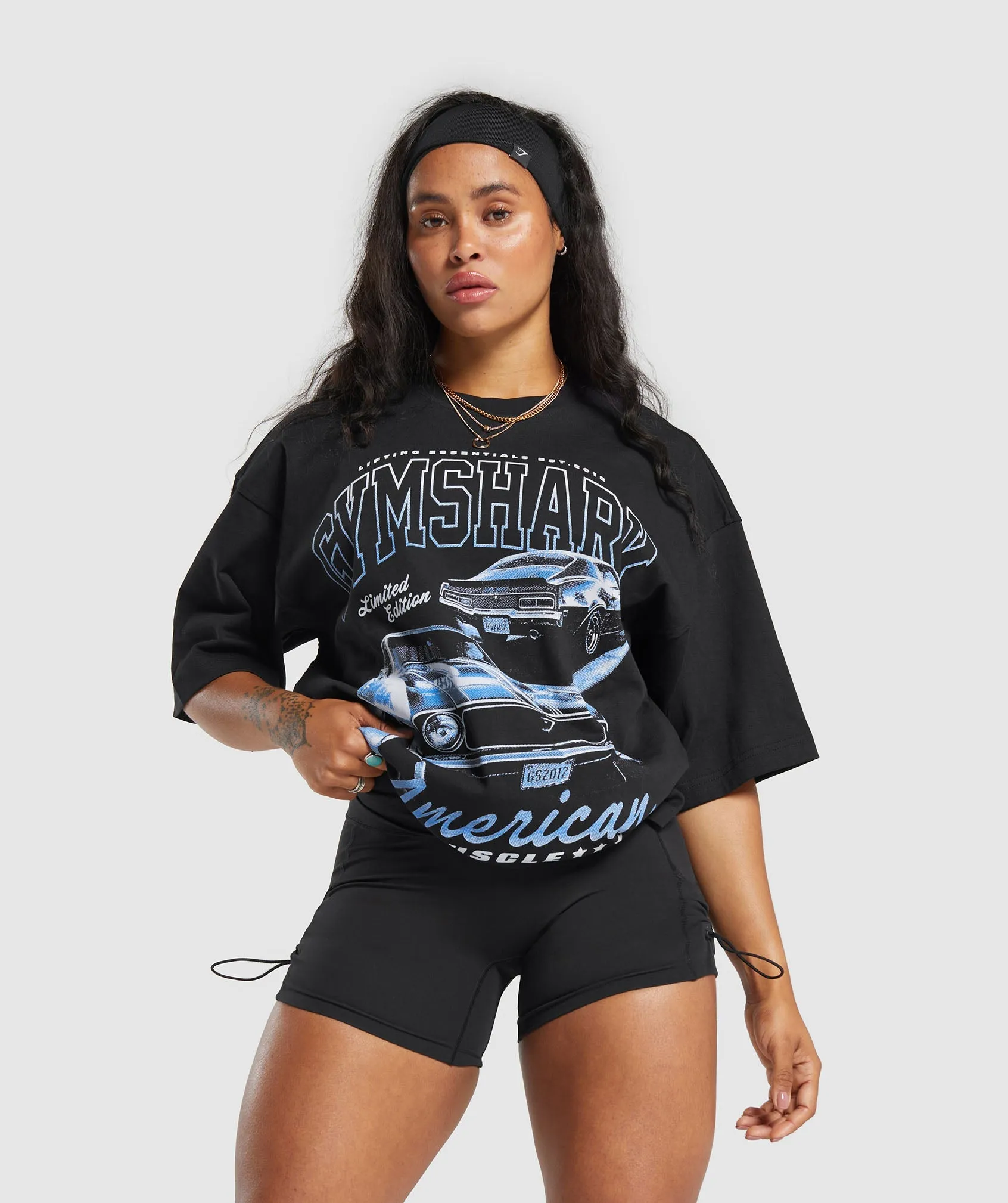 Gymshark American Muscle Extreme Oversized T-Shirt - Black sold by Gymshark product image thumbnail 5