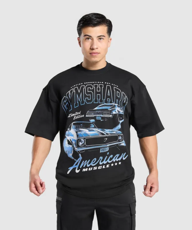 Gymshark American Muscle Extreme Oversized T-Shirt - Black made by Gymshark