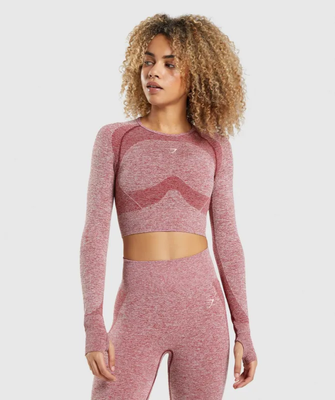 Gymshark Flex Sports Long Sleeve Crop Top - Burgundy Marl sold by Gymshark