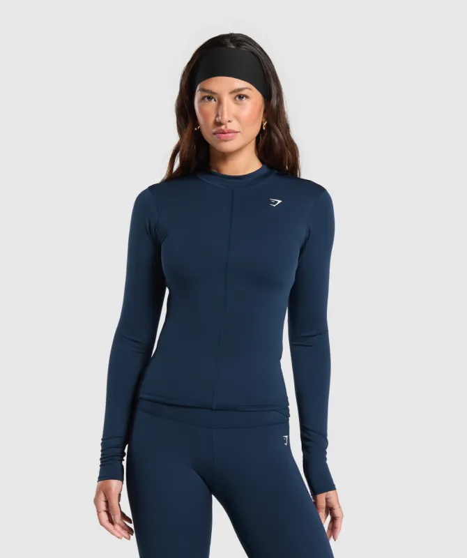 Gymshark Everyday High Neck Long Sleeve Top - Navy sold by Gymshark
