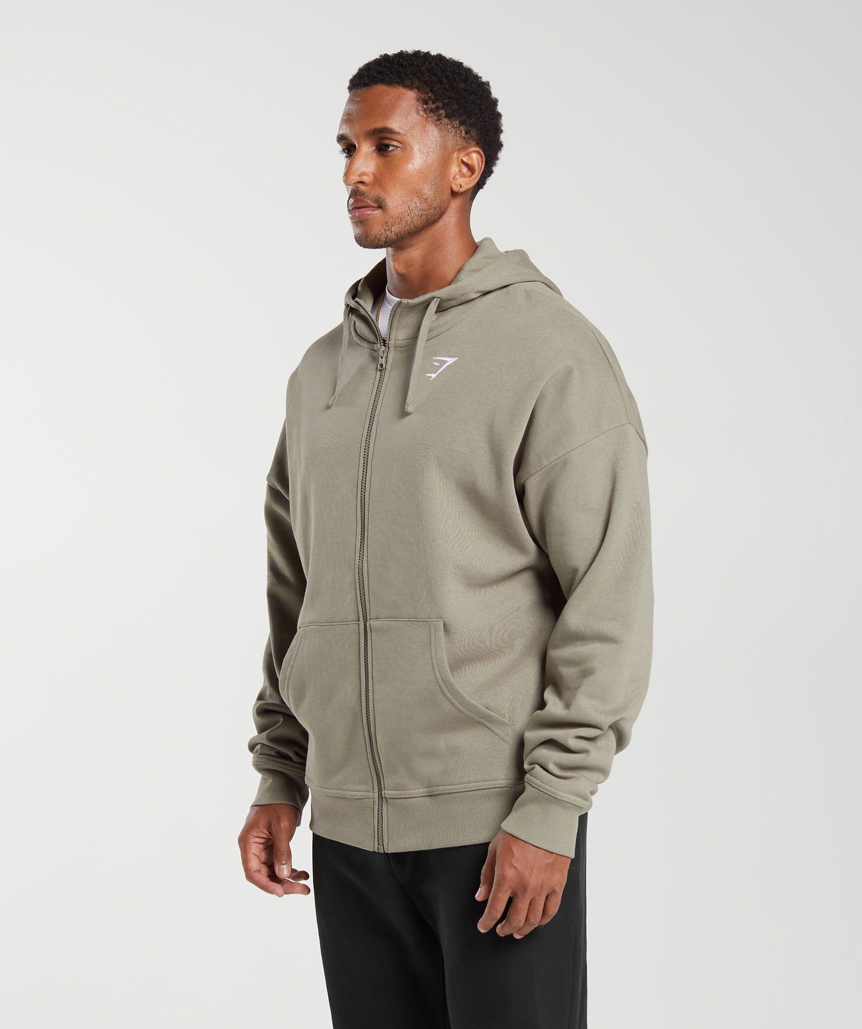 Gymshark Essential Oversized Zip Up Hoodie - Linen Brown sold by Gymshark product image thumbnail 3