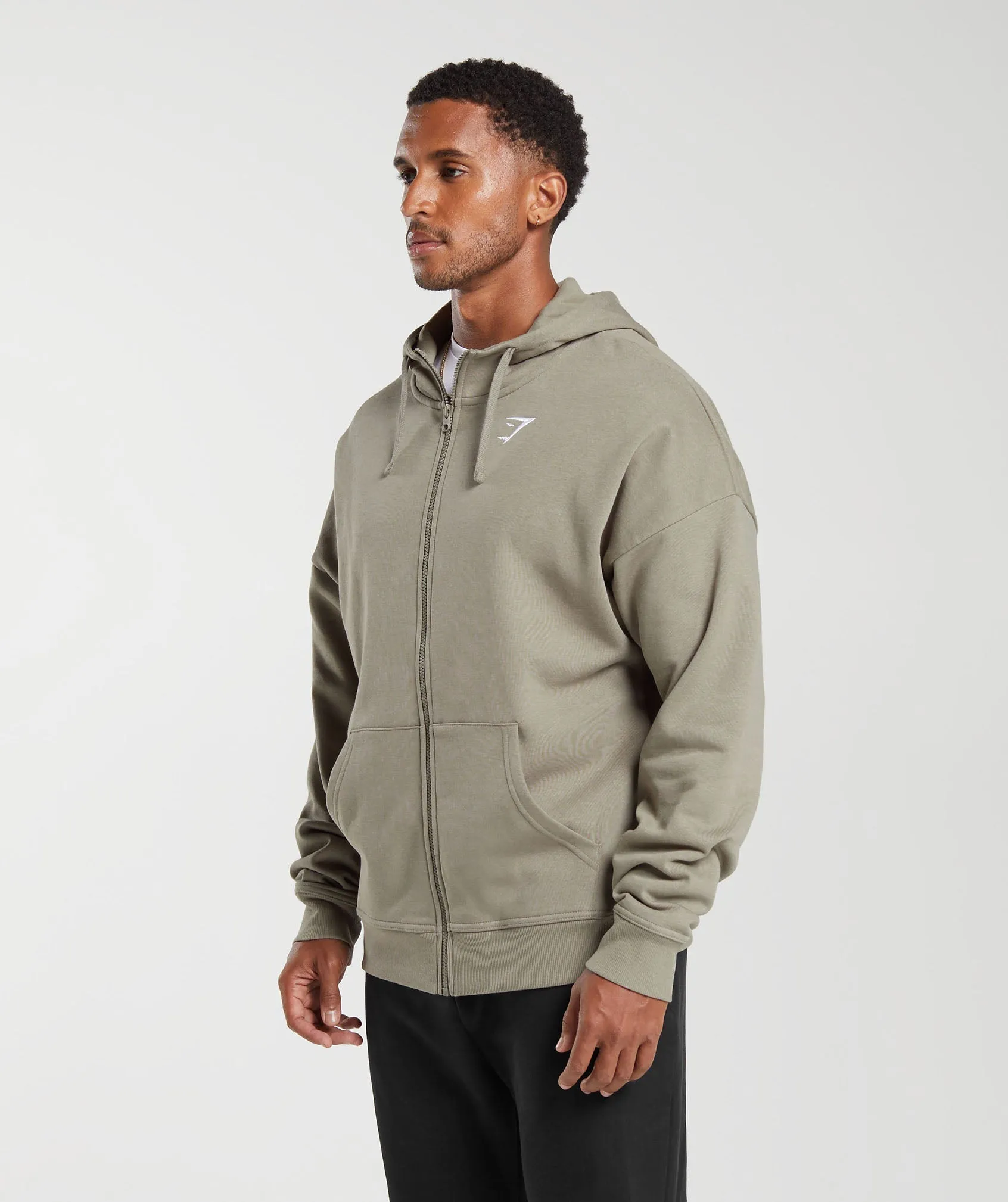 Gymshark Crest Oversized Zip Up Hoodie - Linen Brown sold by Gymshark product image thumbnail 3