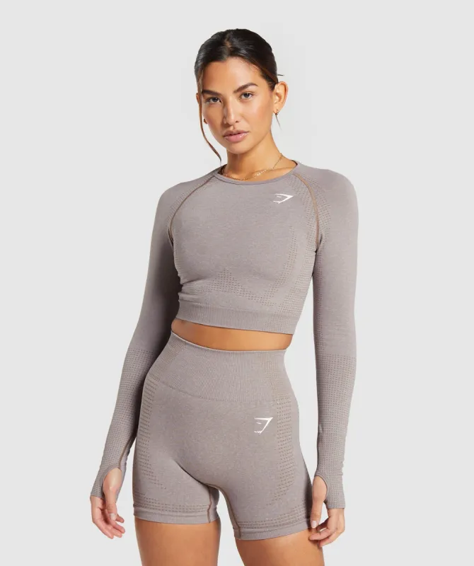 Gymshark Vital Seamless Crop Top - Warm Taupe Marl sold by Gymshark