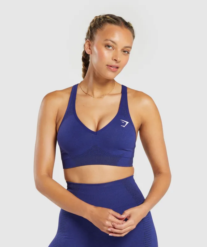 Gymshark Vital Seamless  2.0 V Neck Sports Bra - Cobalt Purple Marl sold by Gymshark