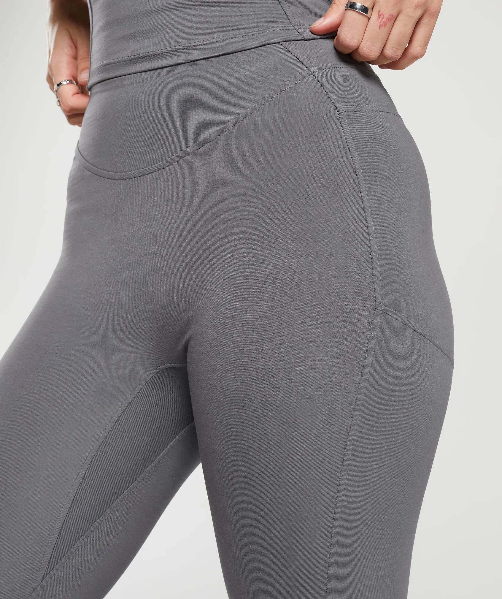 Gymshark Rest Day Boot Cut Cotton Leggings - Brushed Grey sold by Gymshark product image thumbnail 5