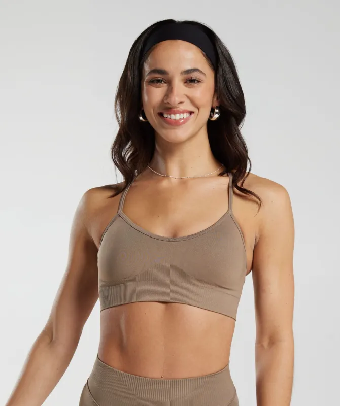 Gymshark Sweat Seamless Sports Bra - Fossil Brown made by Gymshark