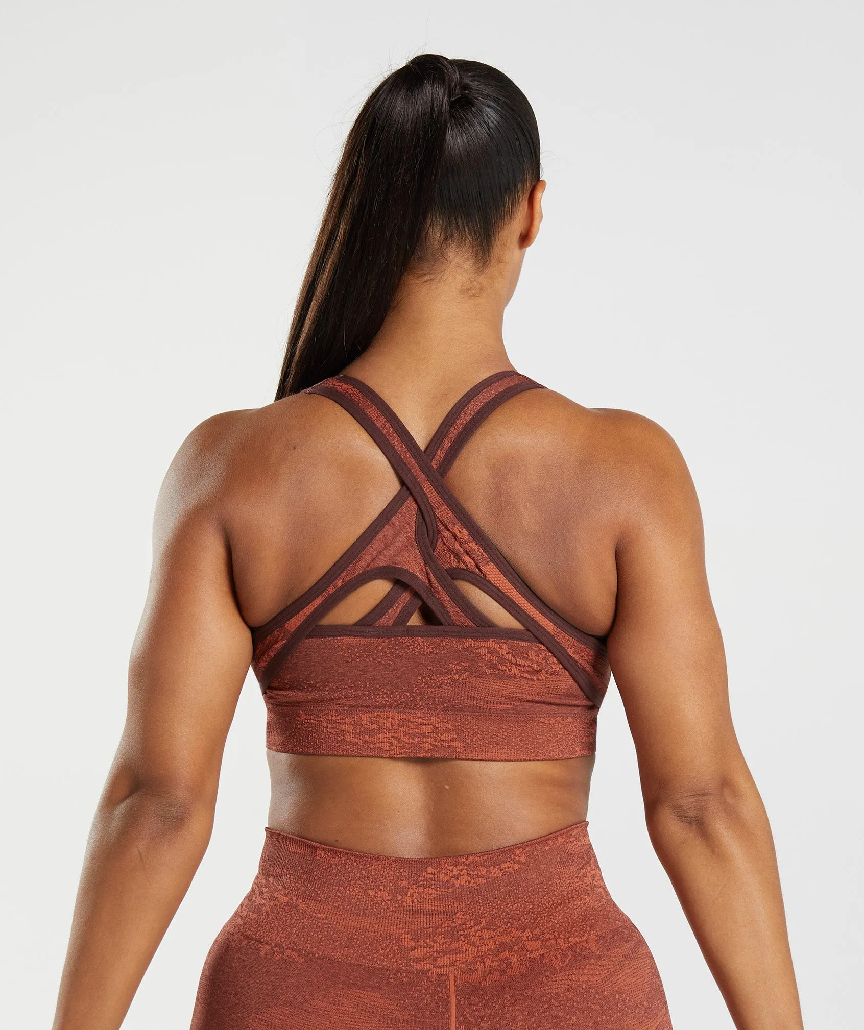 Gymshark Adapt Camo Seamless Sports Bra - Storm Red/Cherry Brown sold by Gymshark product image thumbnail 2