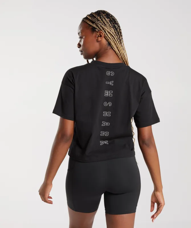 Gymshark Central Graphic Midi Tee - Black sold by Gymshark