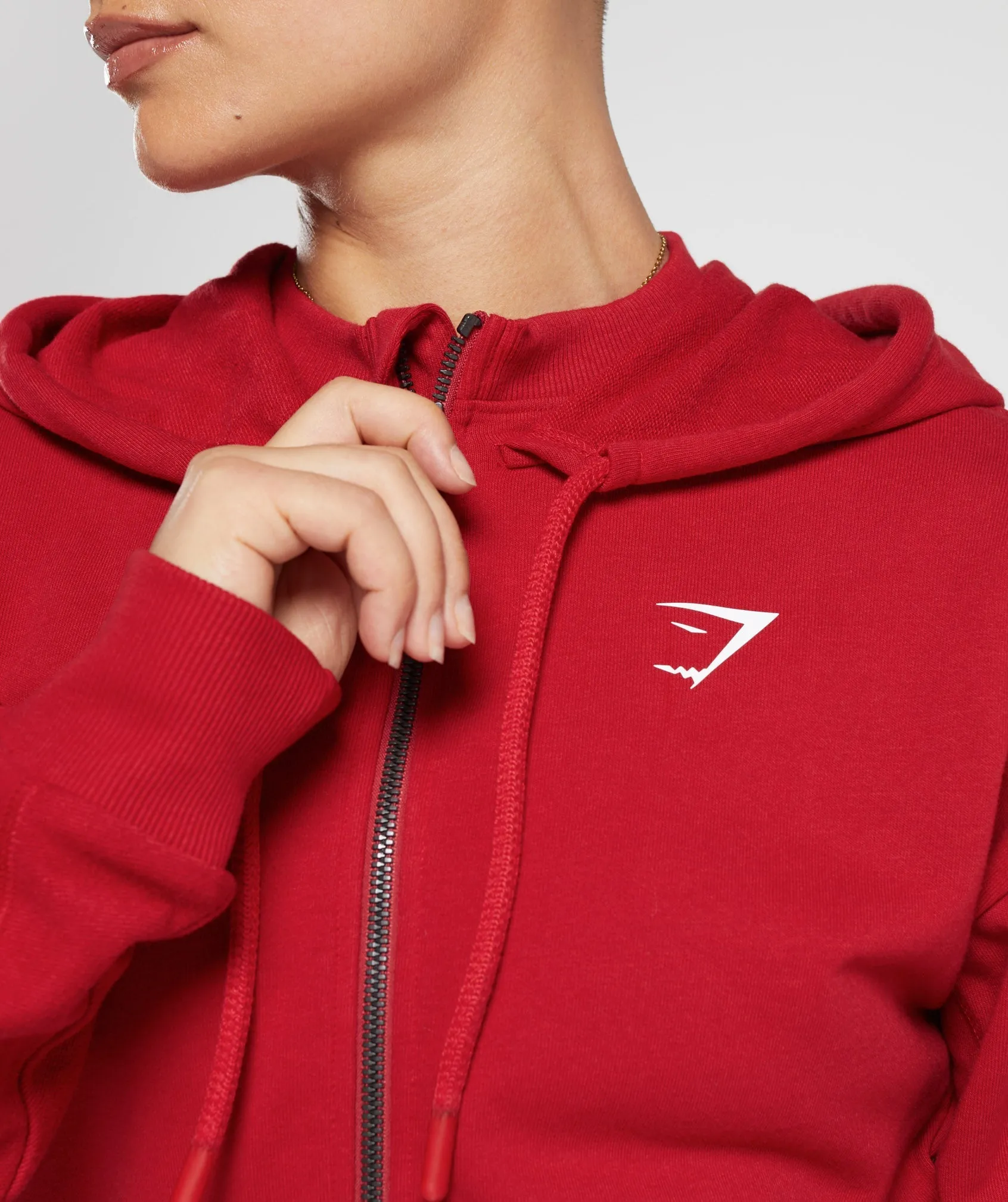 GS Power Crop Zip Hoodie - Carmine Red sold by Gymshark product image thumbnail 5