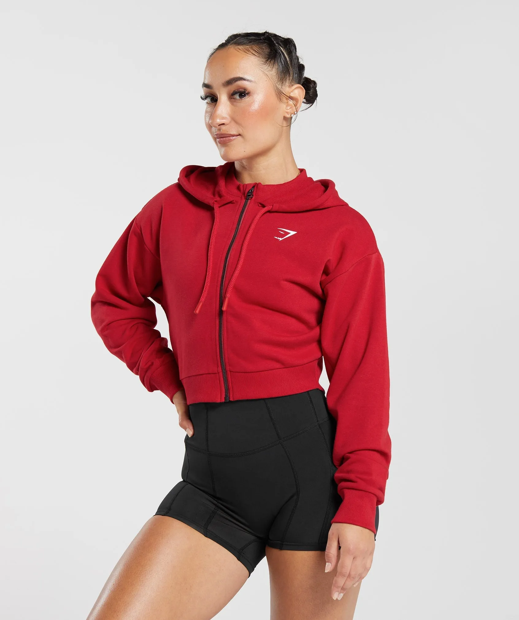 GS Power Crop Zip Hoodie - Carmine Red sold by Gymshark product image thumbnail 3