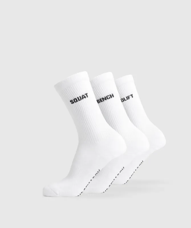 Gymshark GFX Crew Socks 3pk - White made by Gymshark