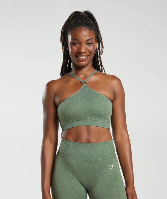 Gymshark Adapt Fleck Seamless Halterneck Bralette - Dusk Green/Light Sage Green sold by Gymshark