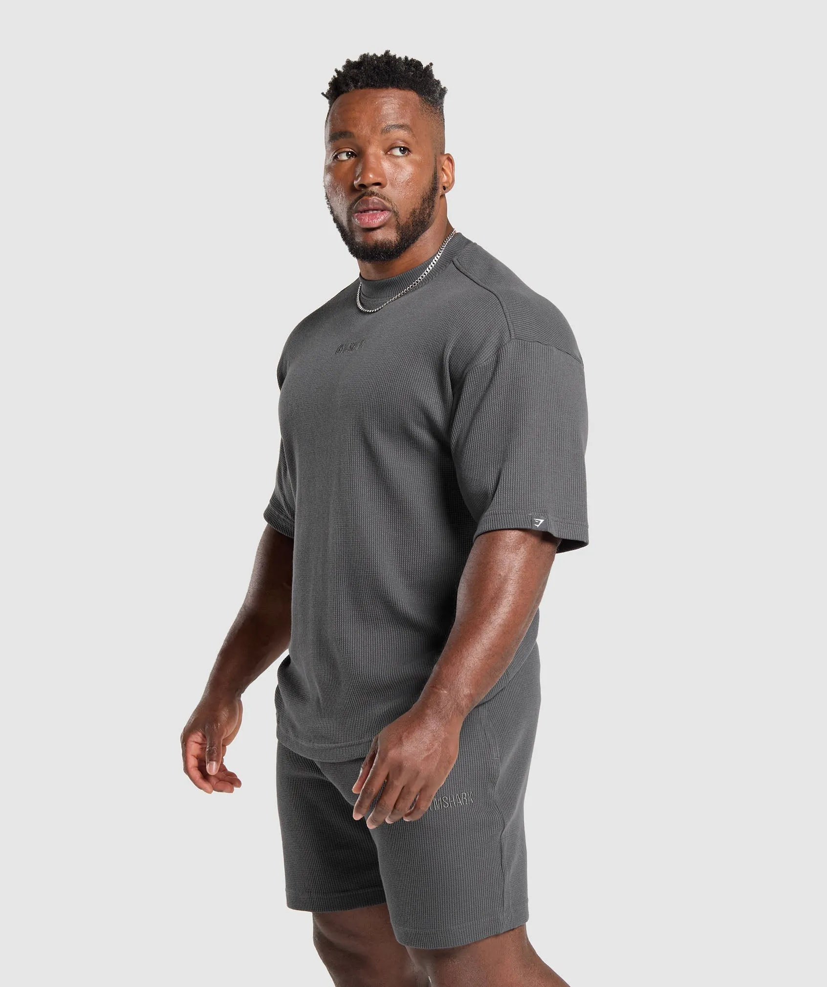 Gymshark Waffle Oversized T-Shirt - Onyx Grey sold by Gymshark product image thumbnail 3