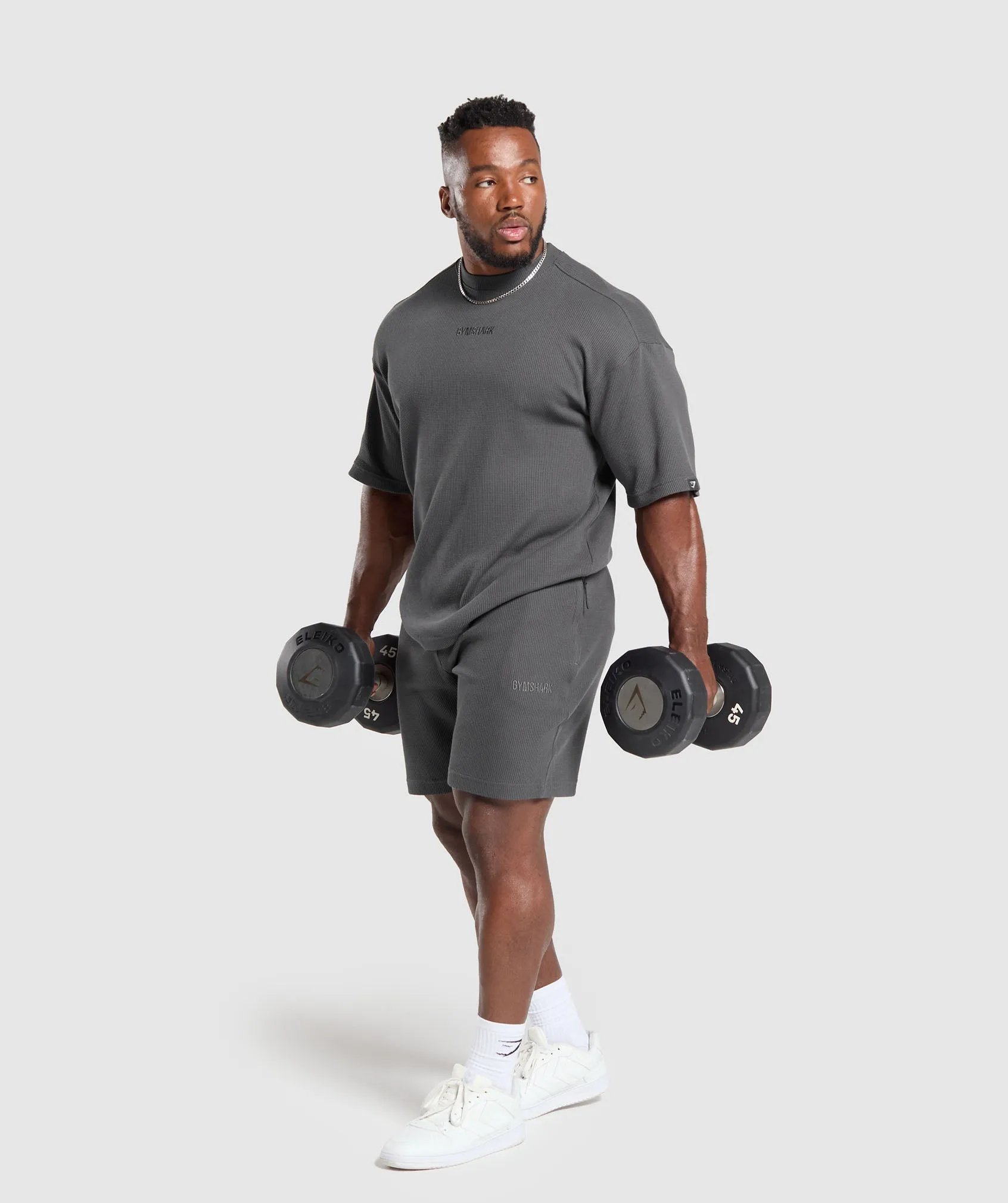 Gymshark Waffle Oversized T-Shirt - Onyx Grey sold by Gymshark product image thumbnail 4