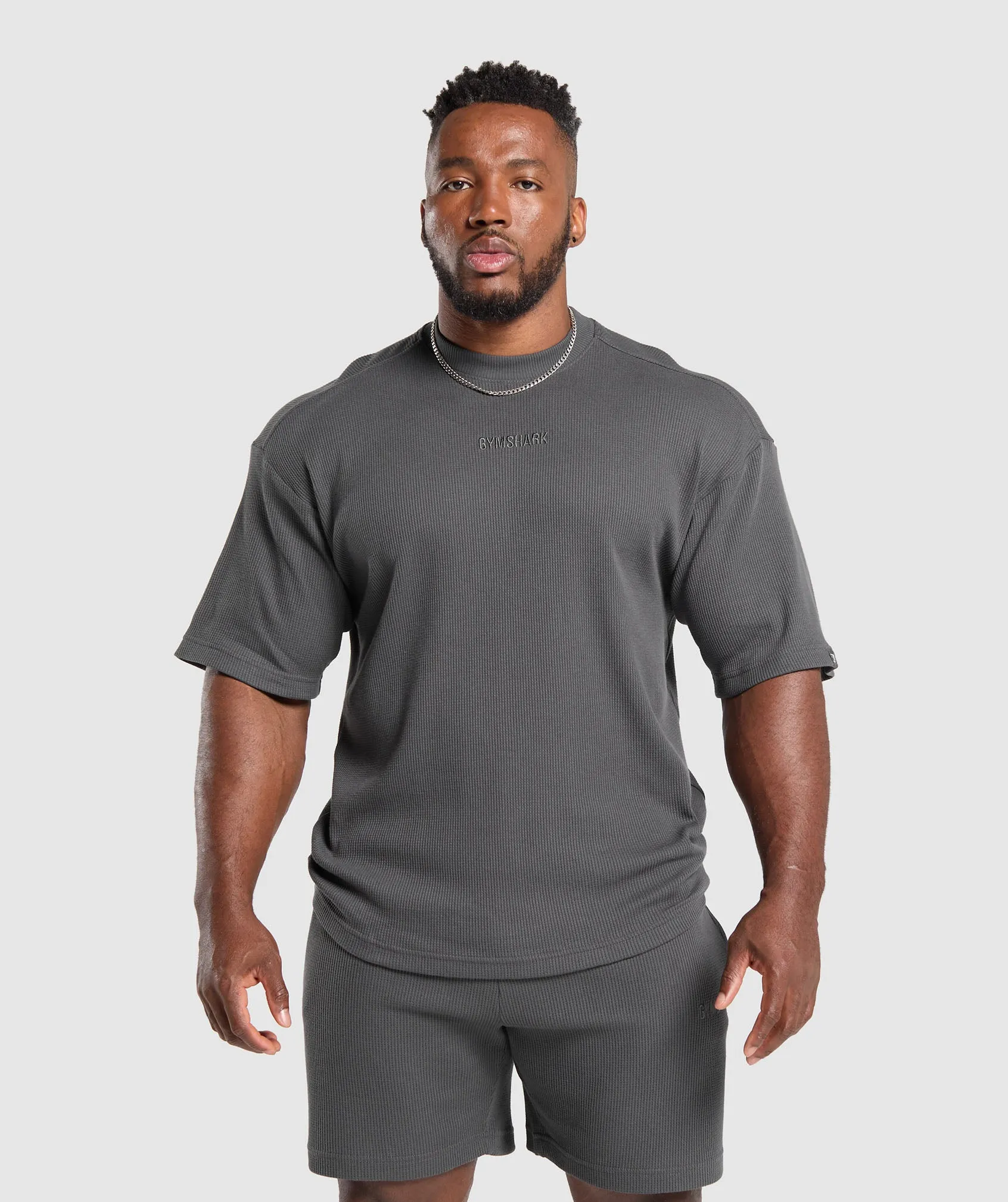 Gymshark Waffle Oversized T-Shirt - Onyx Grey sold by Gymshark