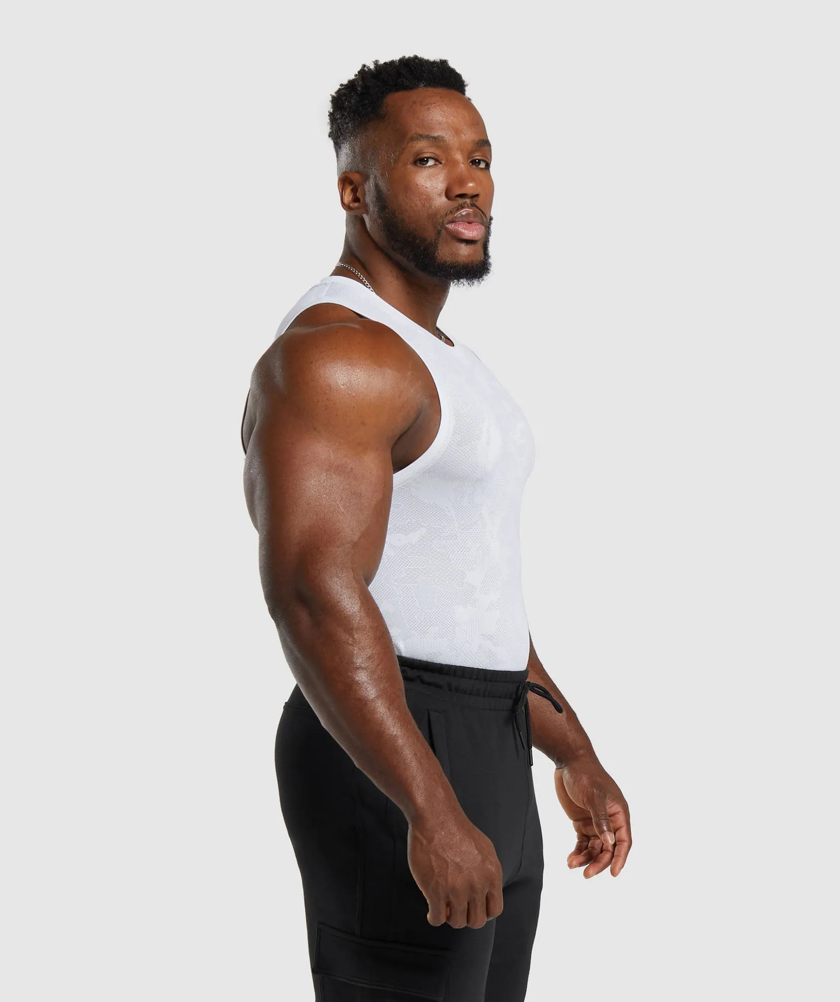 Gymshark Geo Seamless Tank - White/Light Grey sold by Gymshark product image thumbnail 3