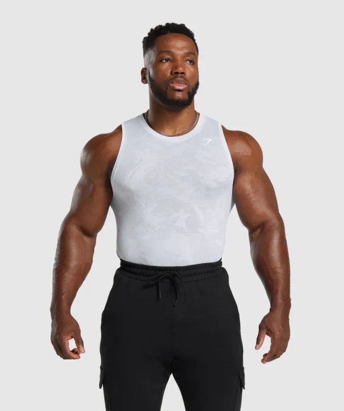 Gymshark Geo Seamless Tank - White/Light Grey sold by Gymshark