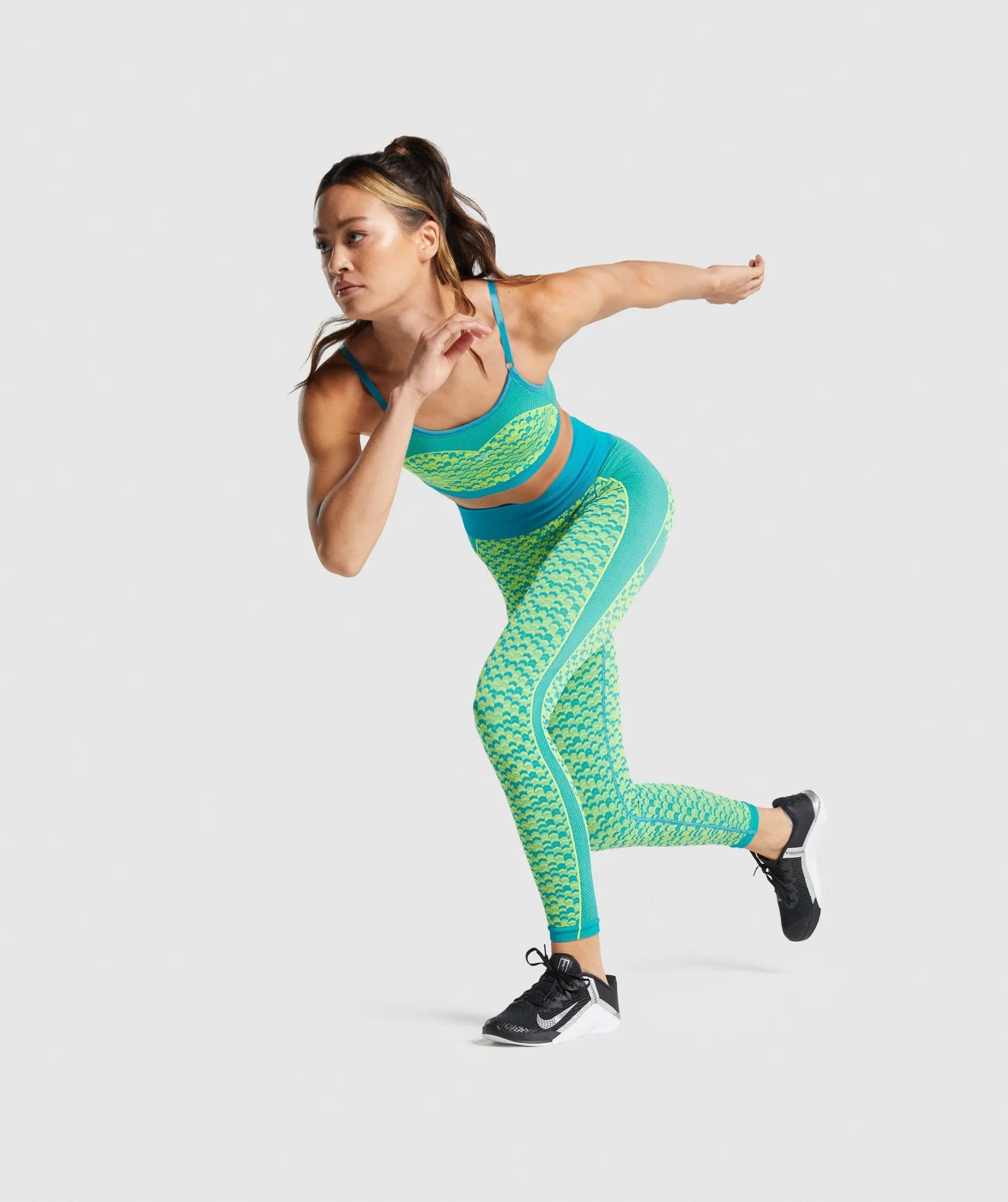 Gymshark WTFlex Seamless High Waisted Leggings - Chevron | Blue sold by Gymshark product image thumbnail 4