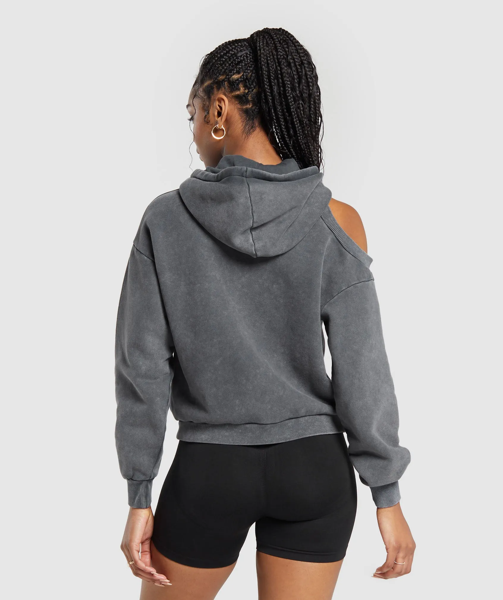 Gymshark Washed Cut Out Hoodie - Black sold by Gymshark product image thumbnail 2