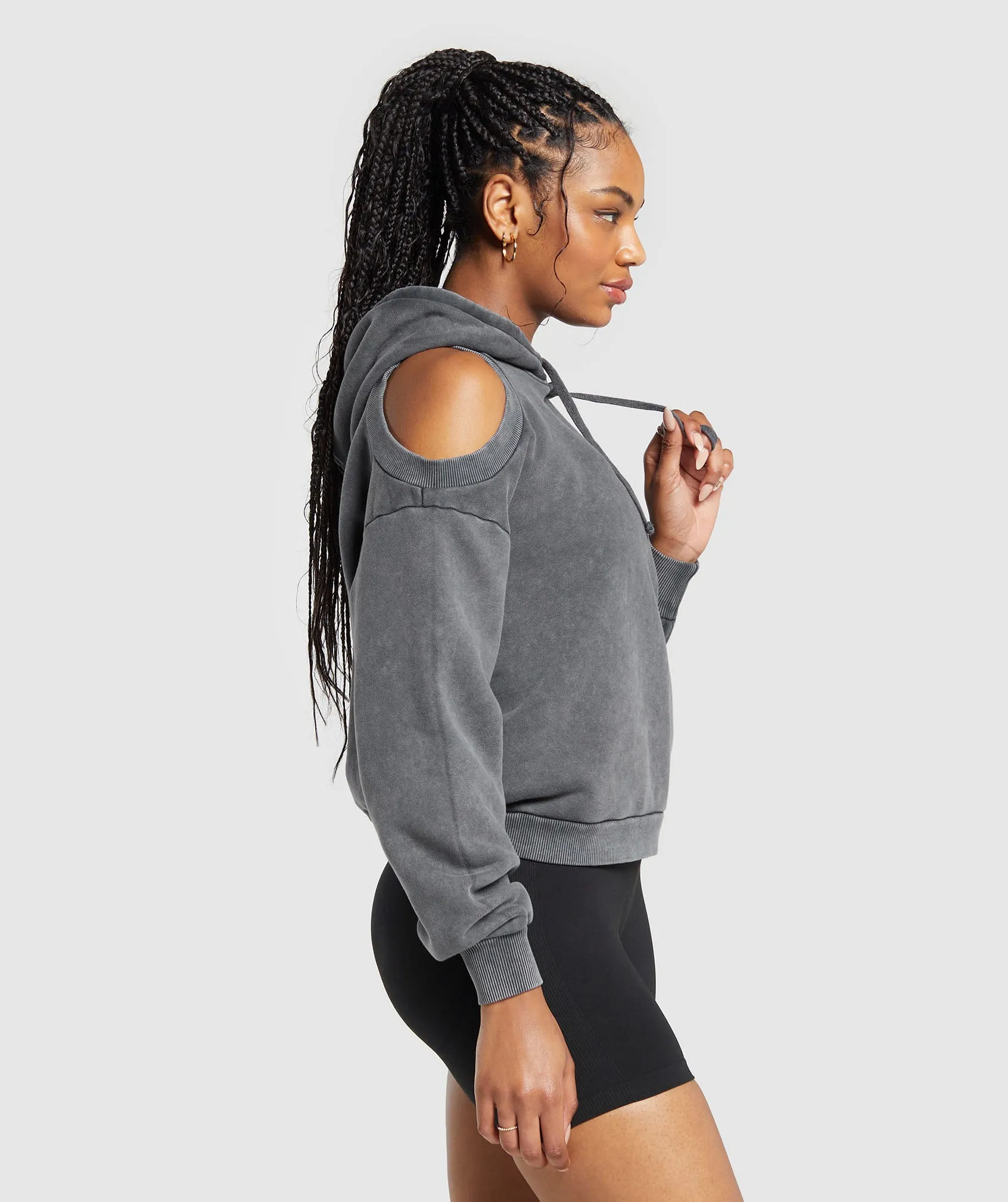 Gymshark Washed Cut Out Hoodie - Black sold by Gymshark product image thumbnail 3