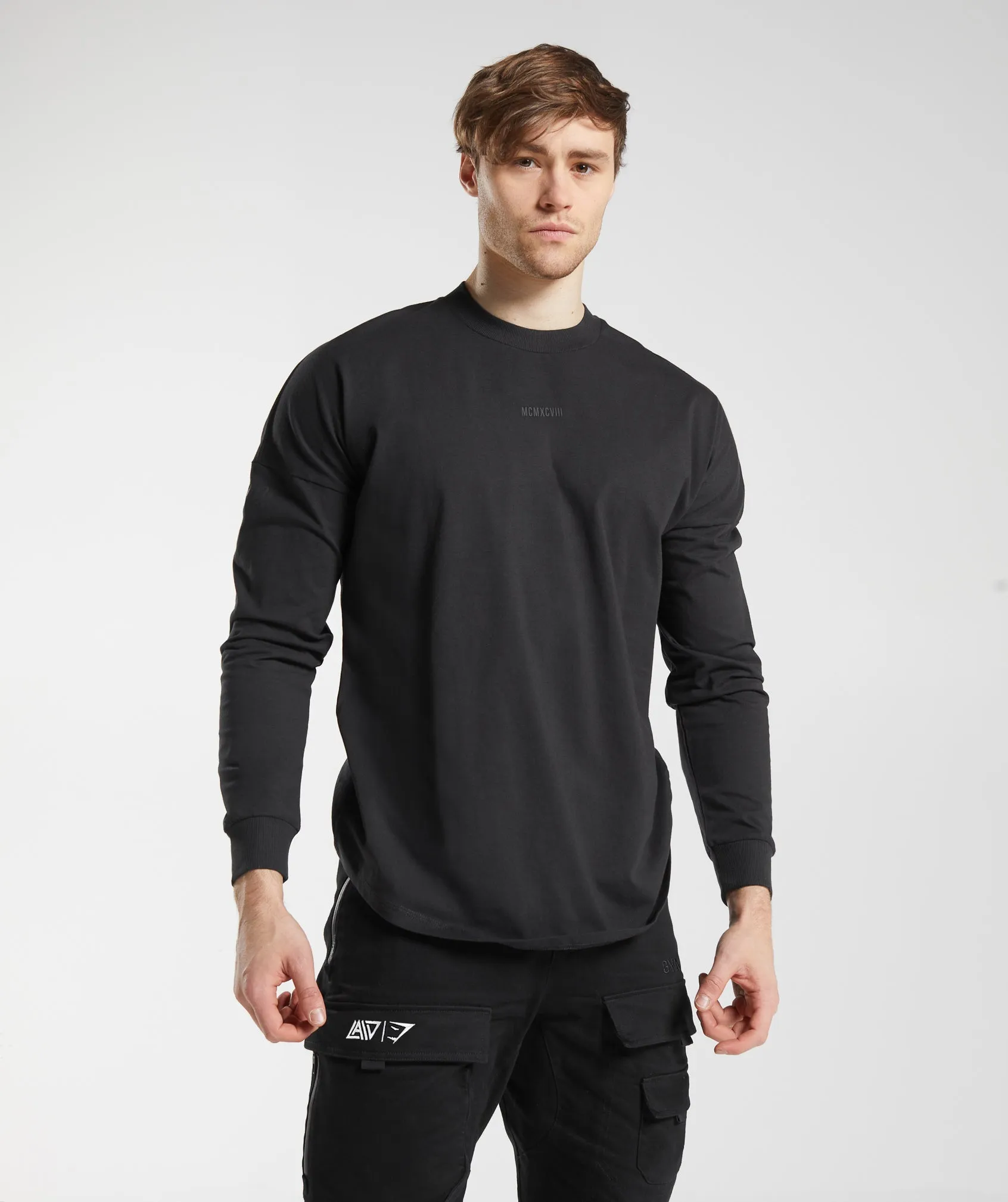 GS x David Laid Oversized Long Sleeve T-Shirt - Black sold by Gymshark
