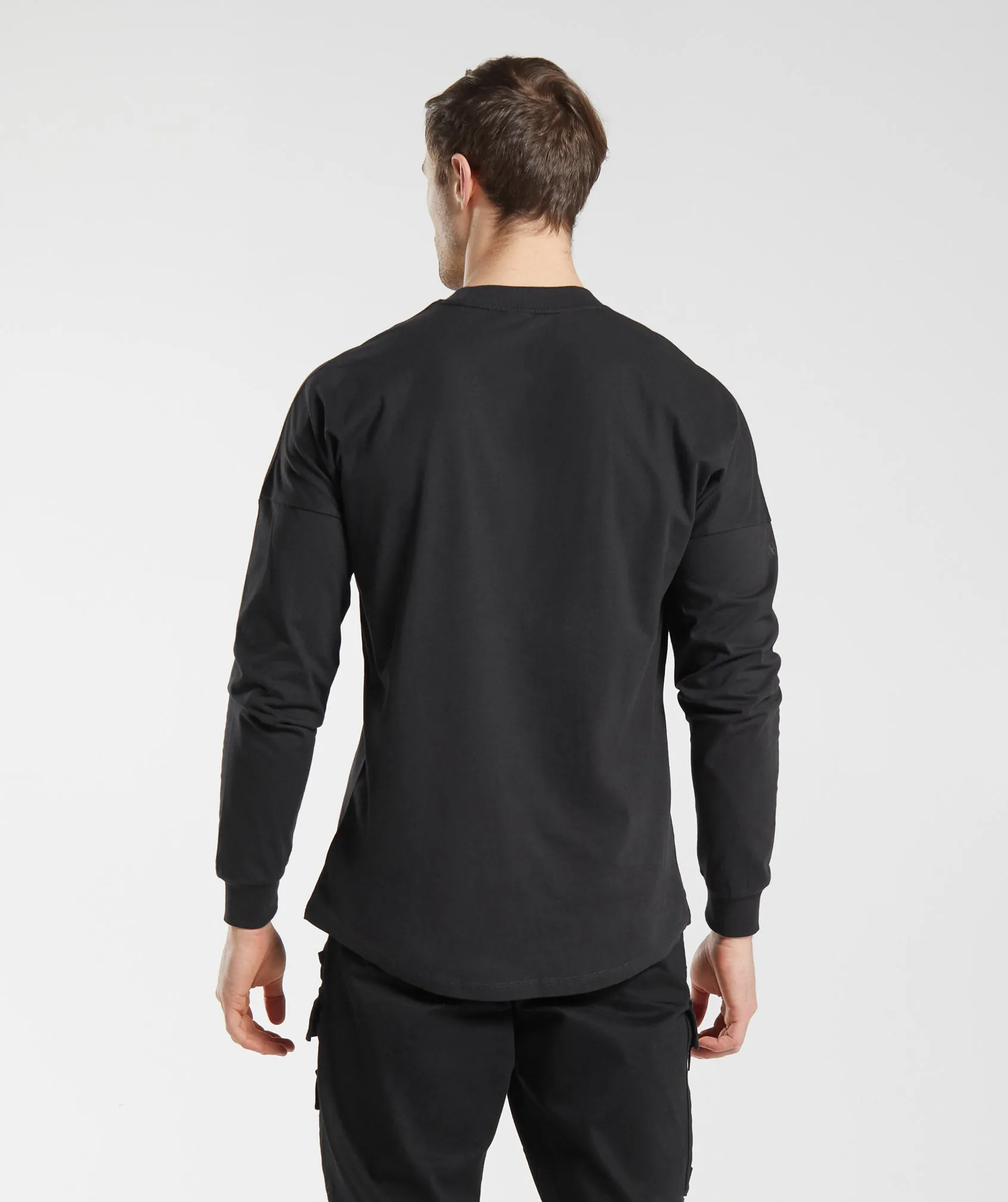 GS x David Laid Oversized Long Sleeve T-Shirt - Black sold by Gymshark product image thumbnail 2