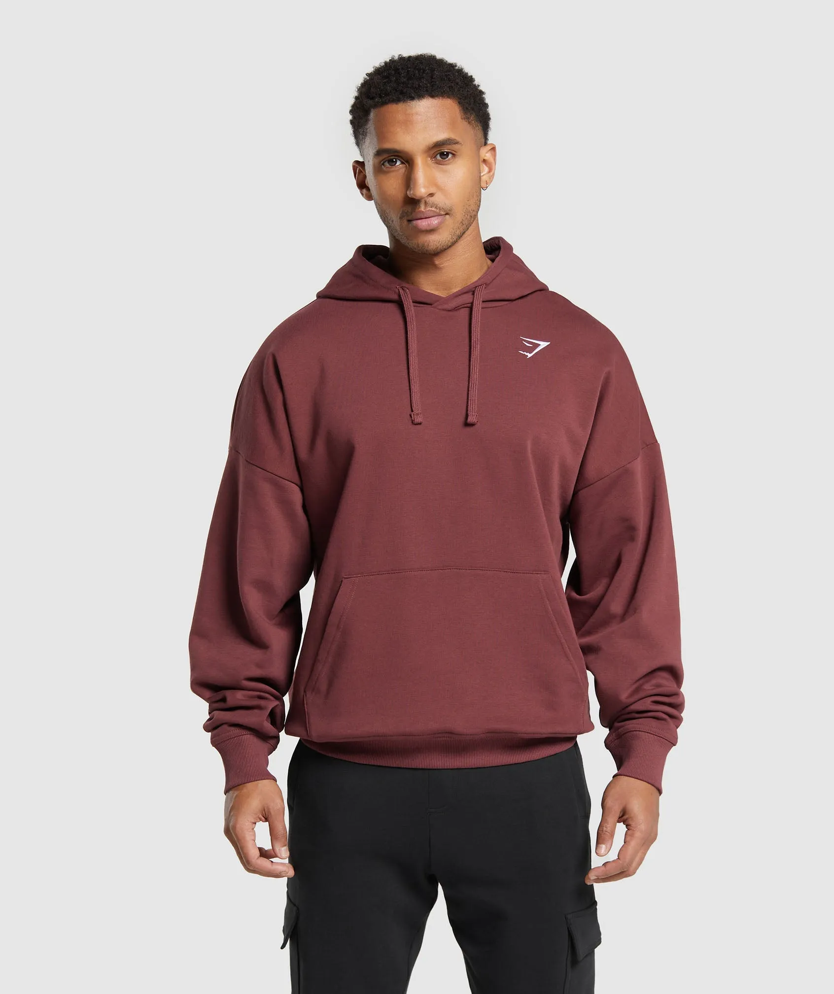 Gymshark Crest Oversized Hoodie - Burgundy Brown sold by Gymshark