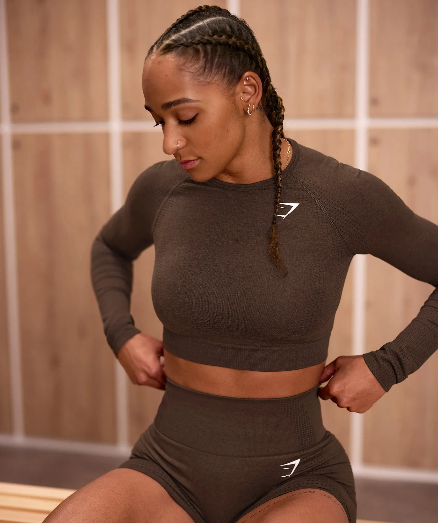 Gymshark Vital Seamless 2.0 Crop Top - Espresso Marl sold by Gymshark
