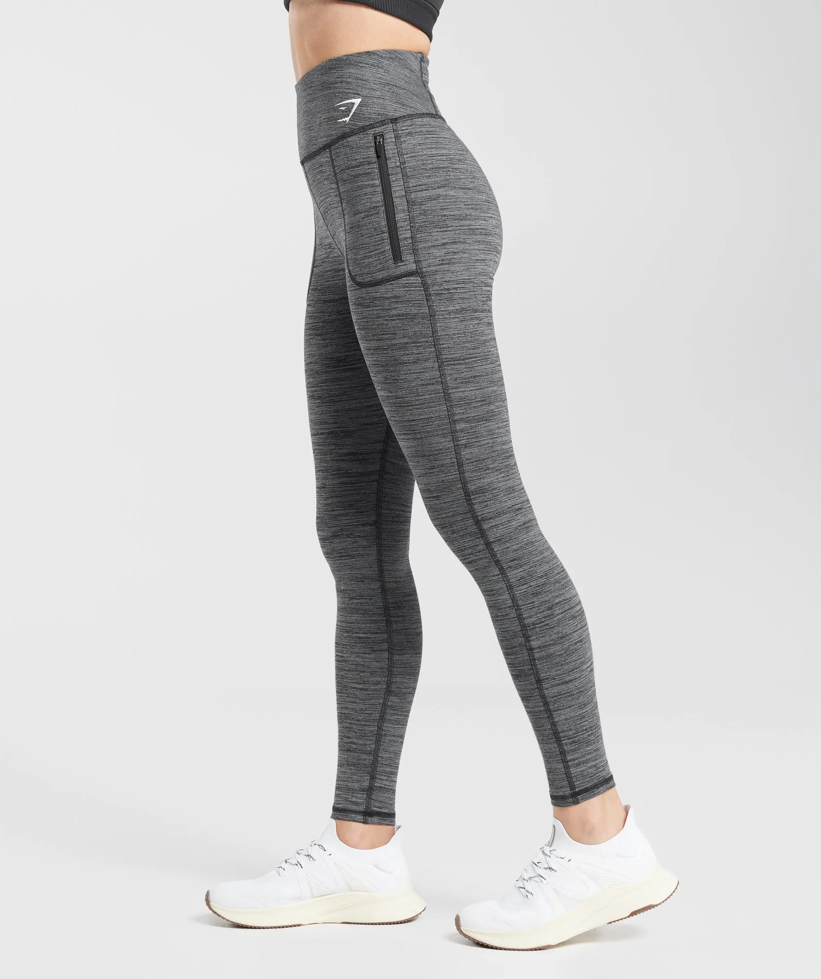 Gymshark Fleece Lined Pocket Leggings - Black/Pitch Grey sold by Gymshark product image thumbnail 3