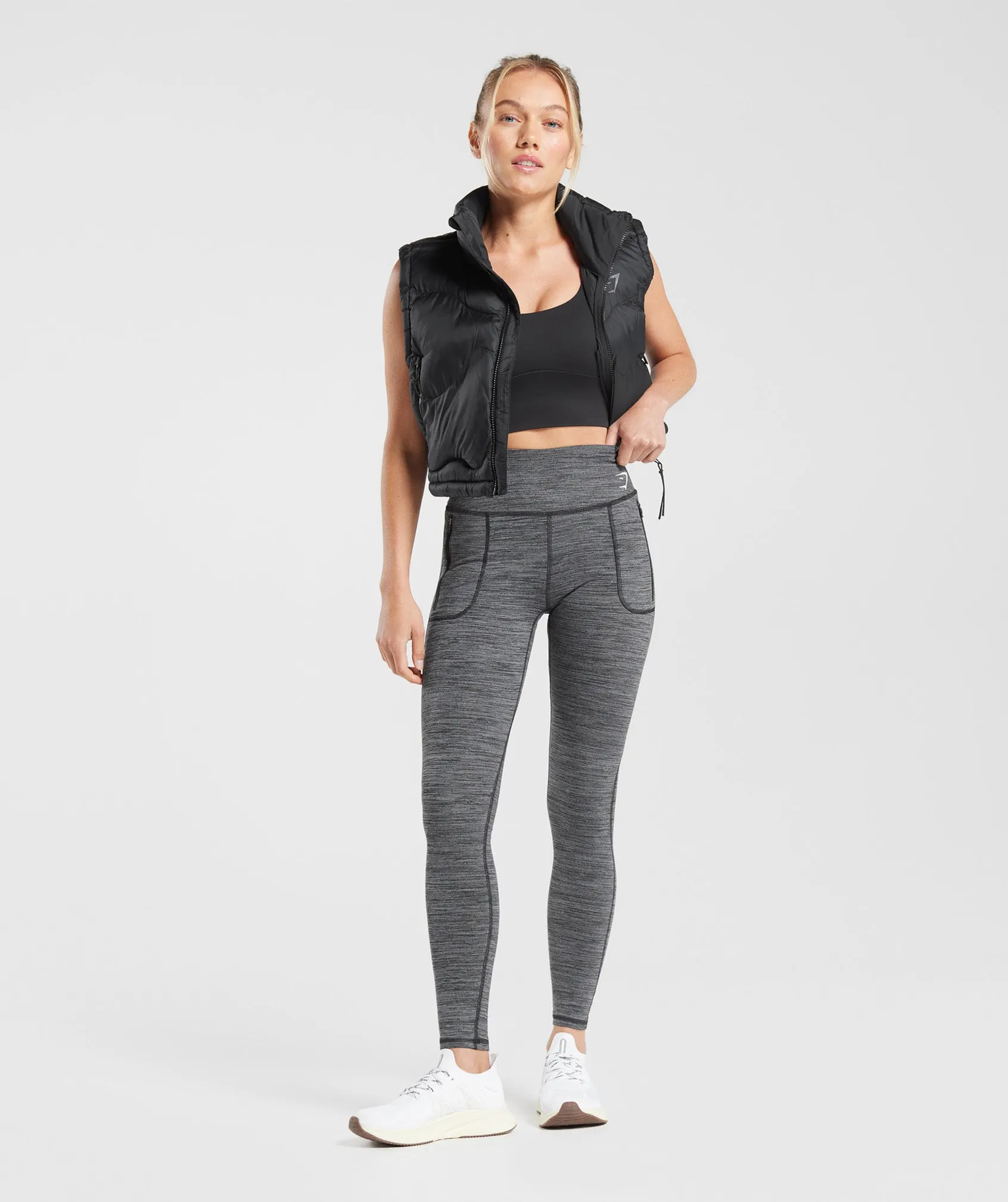 Gymshark Fleece Lined Pocket Leggings - Black/Pitch Grey sold by Gymshark product image thumbnail 4