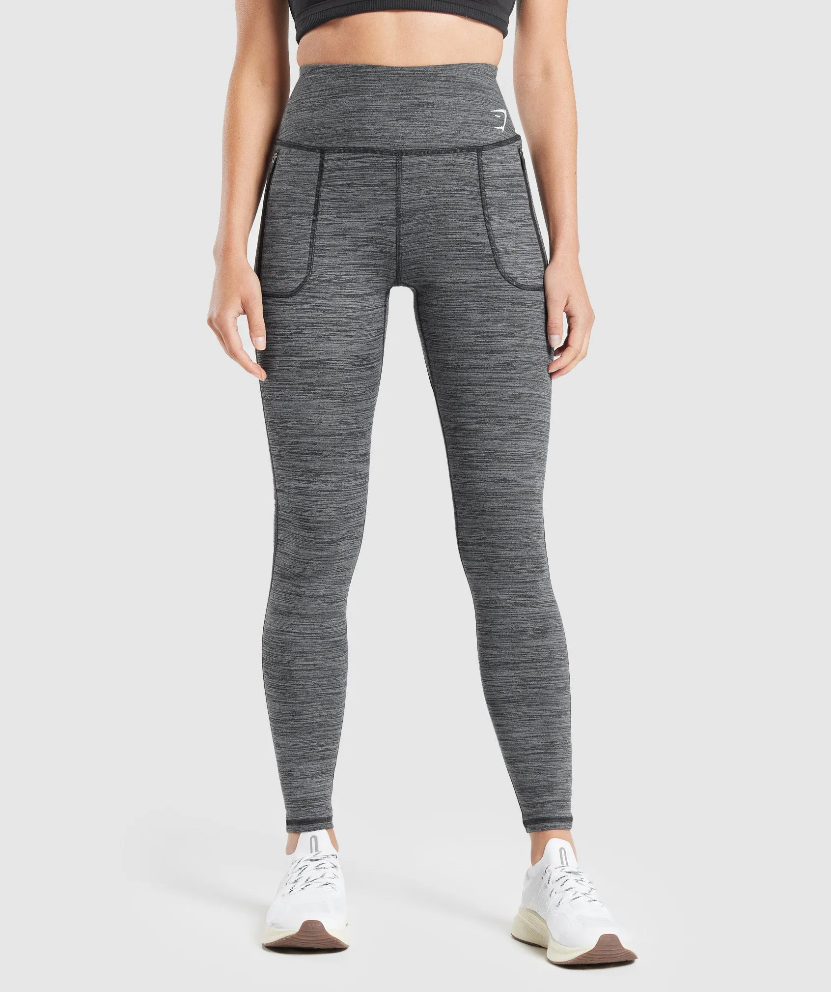 Gymshark Fleece Lined Pocket Leggings - Black/Pitch Grey sold by Gymshark