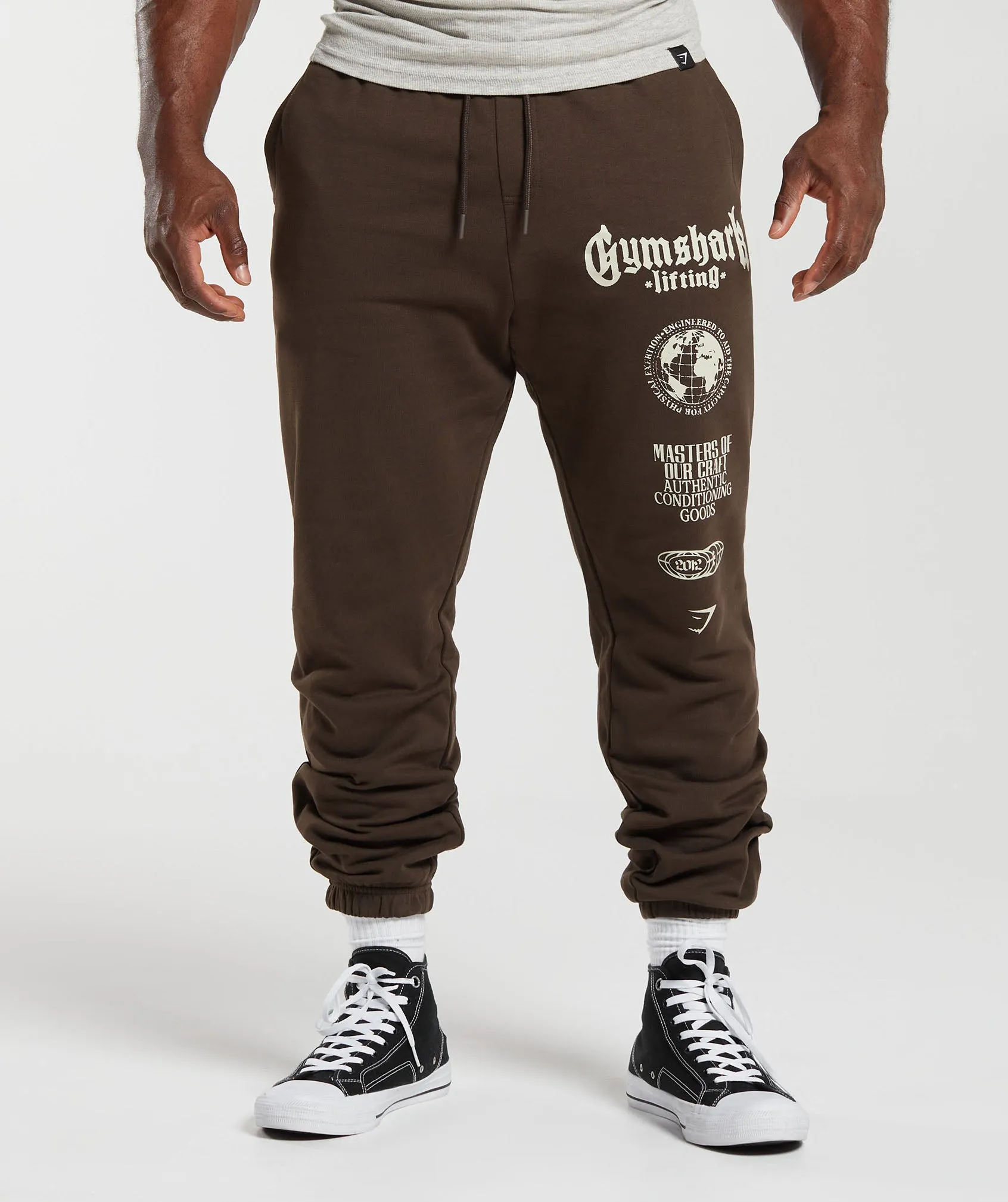 Gymshark Global Lifting Oversized Essential Joggers - Brown sold by Gymshark