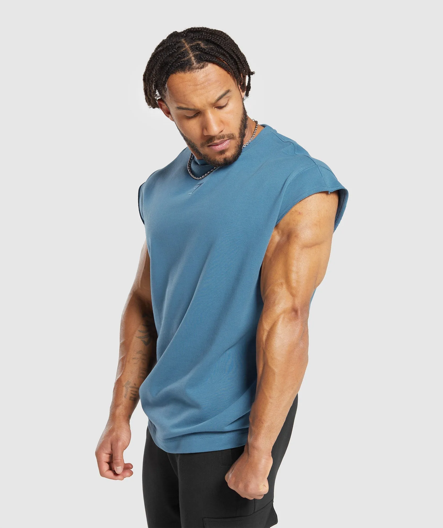 Gymshark Super Natural Cut Off Tank - Faded Blue sold by Gymshark product image thumbnail 3