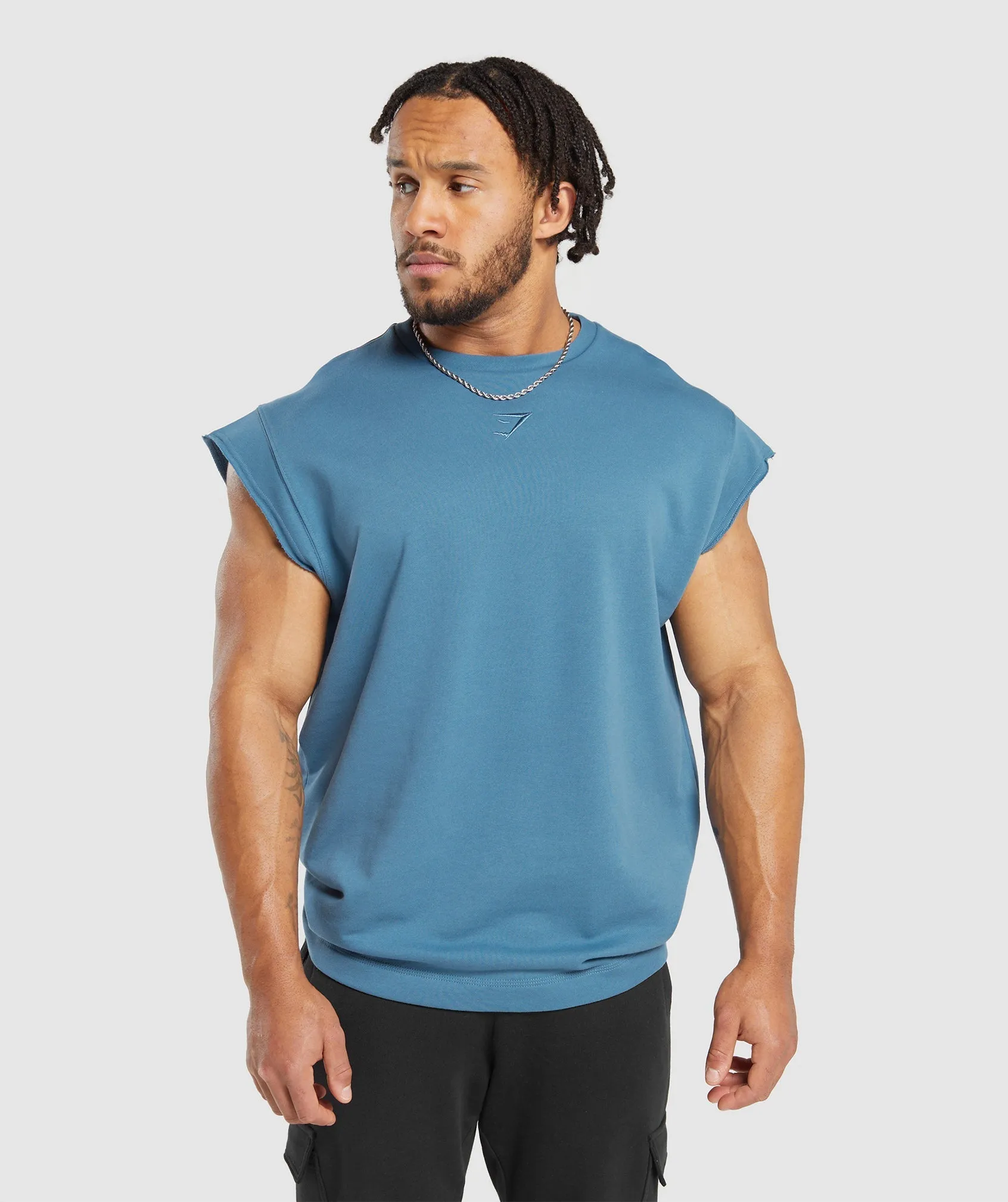 Gymshark Super Natural Cut Off Tank - Faded Blue sold by Gymshark