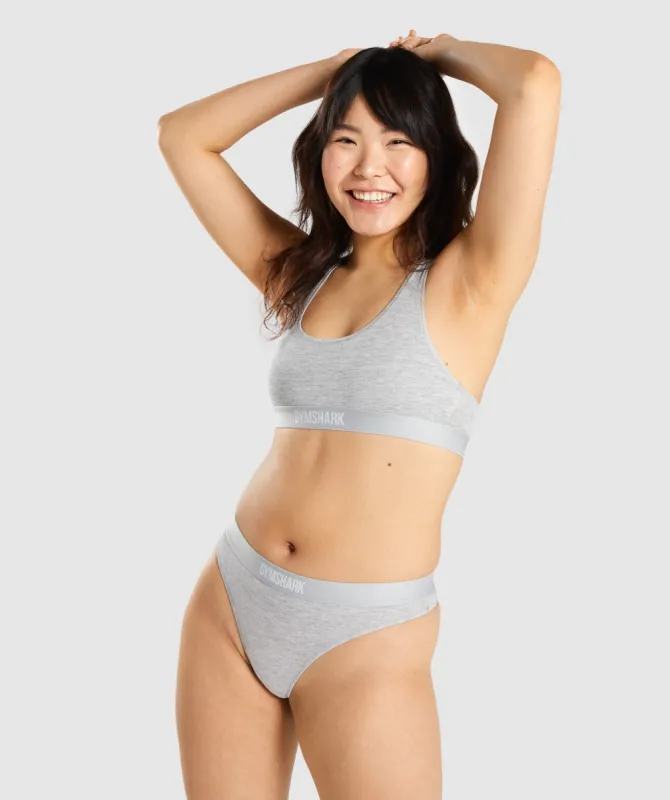 Gymshark Cotton Bralette - Light Grey Marl sold by Gymshark