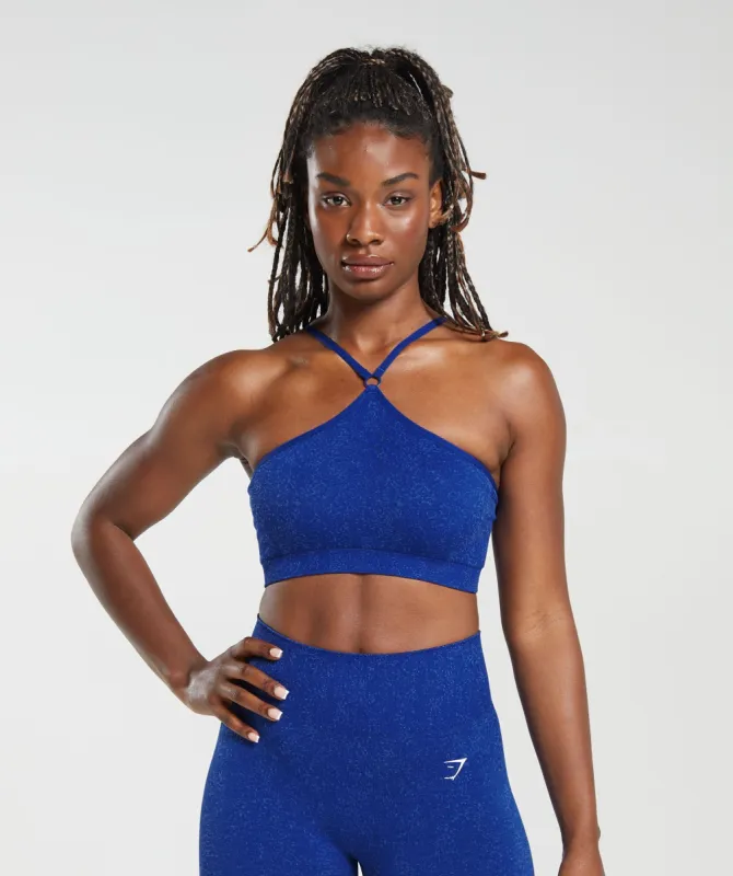 Gymshark Adapt Fleck Seamless Halterneck Bralette - Cobalt Blue/Iris Blue sold by Gymshark
