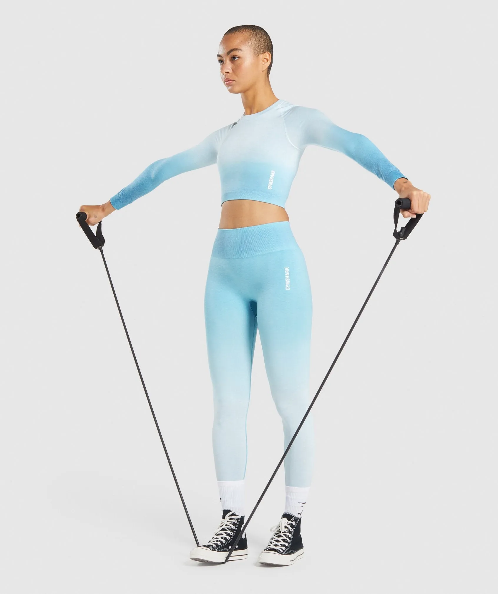 Gymshark Adapt Ombre Seamless Long Sleeve Crop Top - Light Blue Marl/Light Blue sold by Gymshark product image thumbnail 4