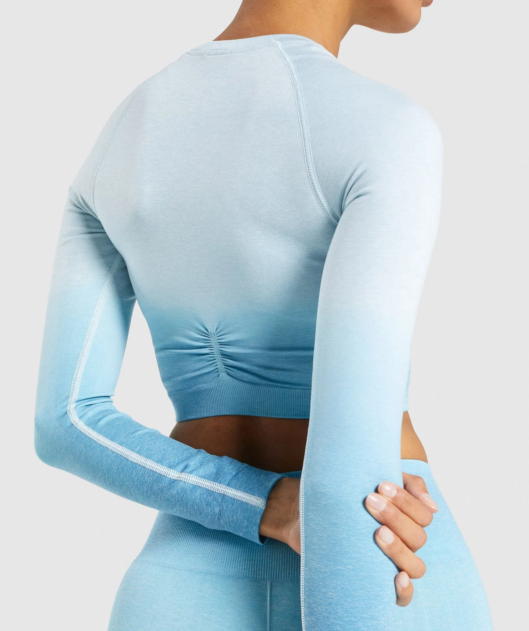 Gymshark Adapt Ombre Seamless Long Sleeve Crop Top - Light Blue Marl/Light Blue sold by Gymshark product image thumbnail 5