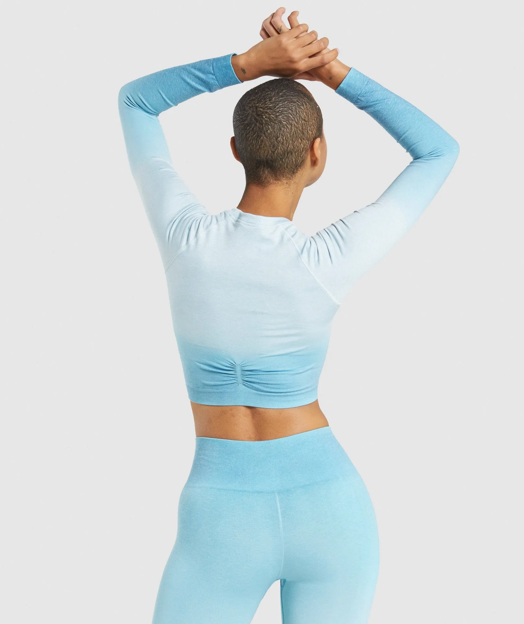 Gymshark Adapt Ombre Seamless Long Sleeve Crop Top - Light Blue Marl/Light Blue sold by Gymshark product image thumbnail 2