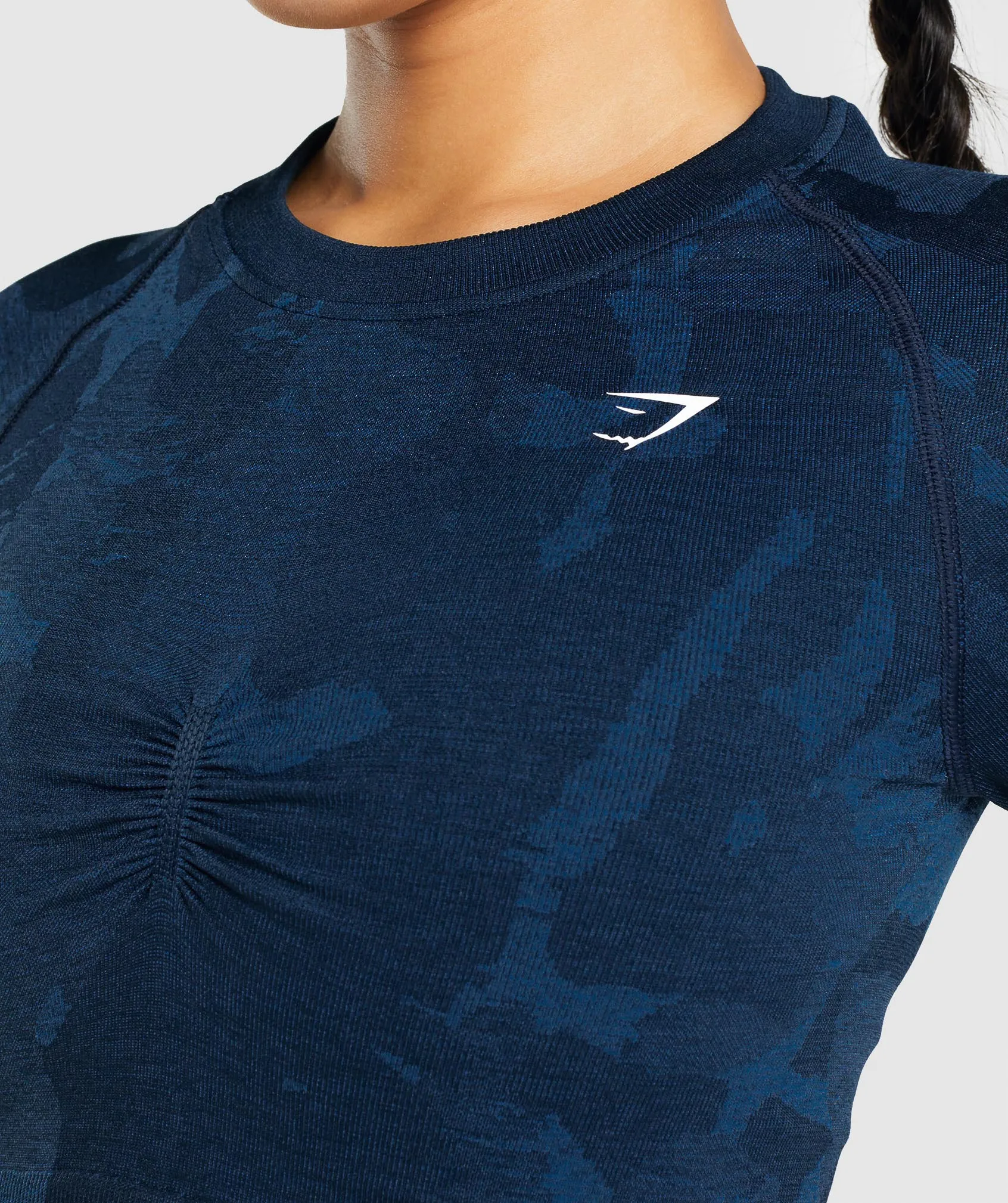 Gymshark Adapt Camo Seamless Long Sleeve Crop Top - Savanna | Navy sold by Gymshark product image thumbnail 5