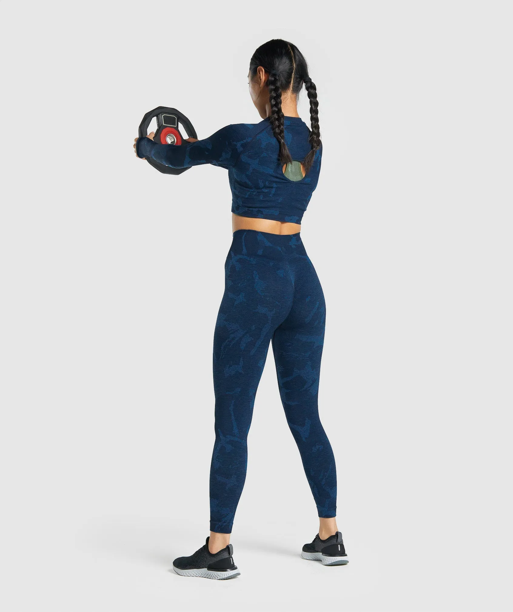 Gymshark Adapt Camo Seamless Long Sleeve Crop Top - Savanna | Navy sold by Gymshark product image thumbnail 4