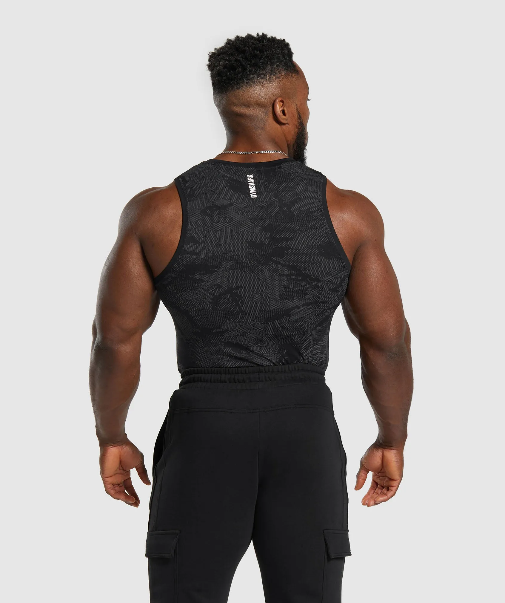 Gymshark Geo Seamless Tank - Black/Charcoal Grey sold by Gymshark product image thumbnail 2