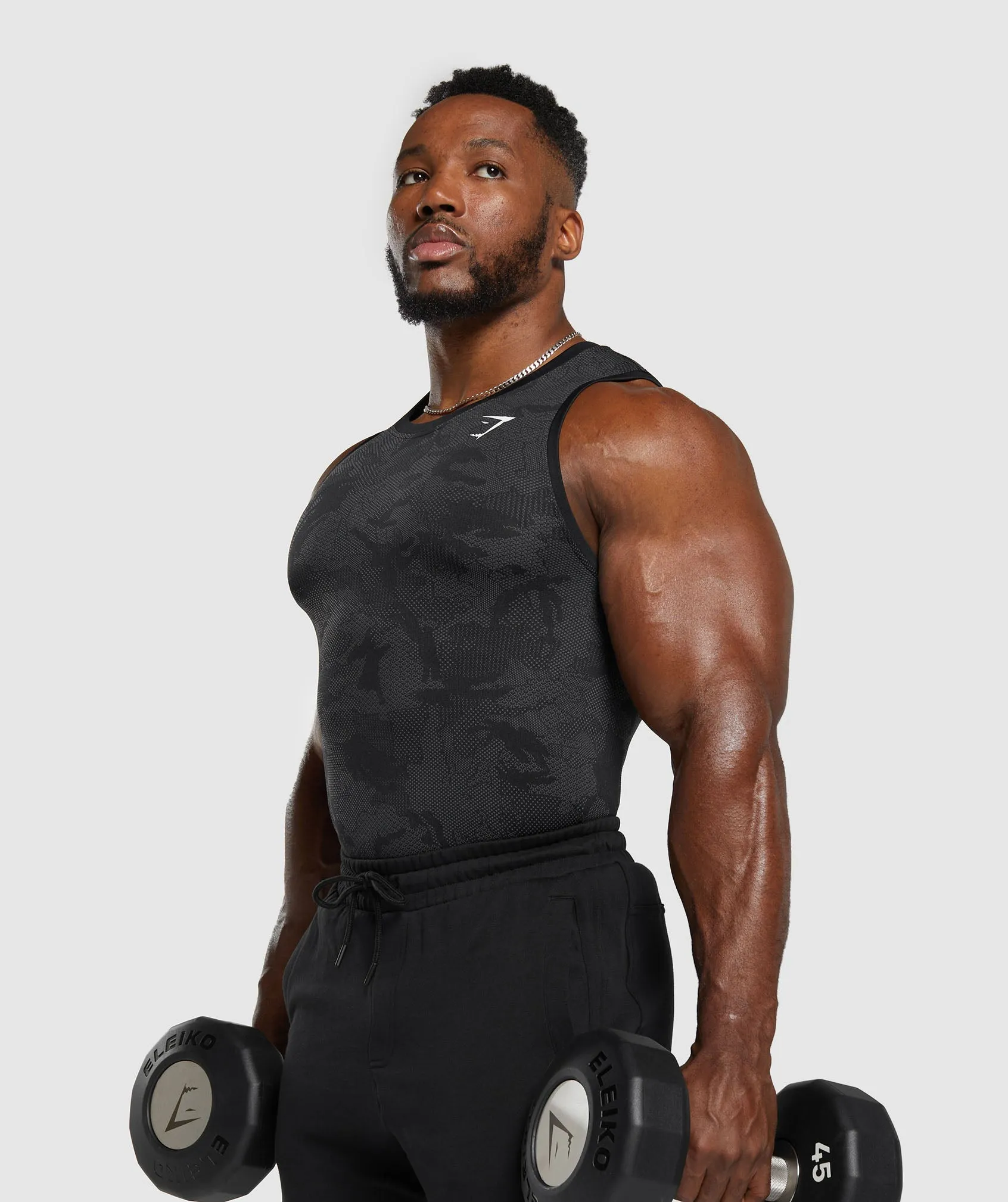 Gymshark Geo Seamless Tank - Black/Charcoal Grey sold by Gymshark product image thumbnail 4