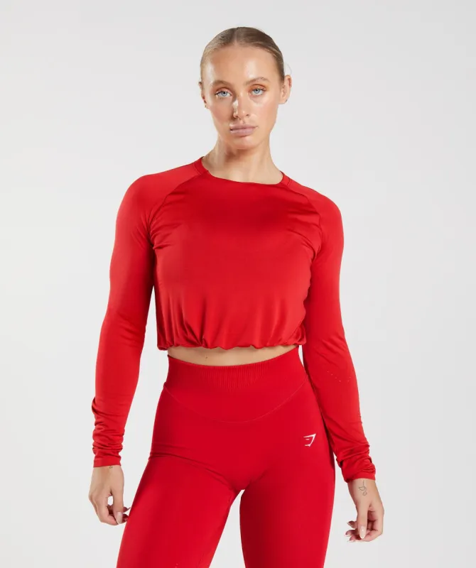 Gymshark Sweat Seamless Long Sleeve Crop Top - Salsa Red sold by Gymshark