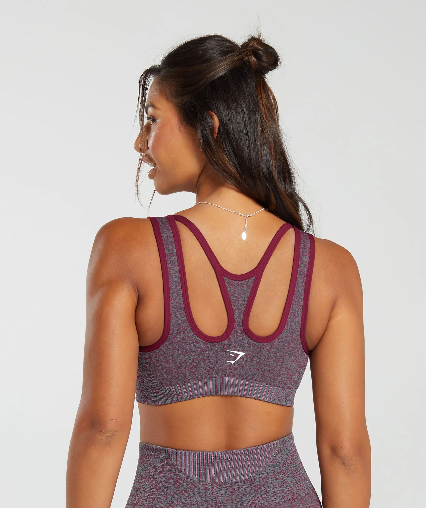 Gymshark Marl Seamless Scoop Bra - Plum Pink Marl/Dark Grey Marl/Plum Pink sold by Gymshark product image thumbnail 2