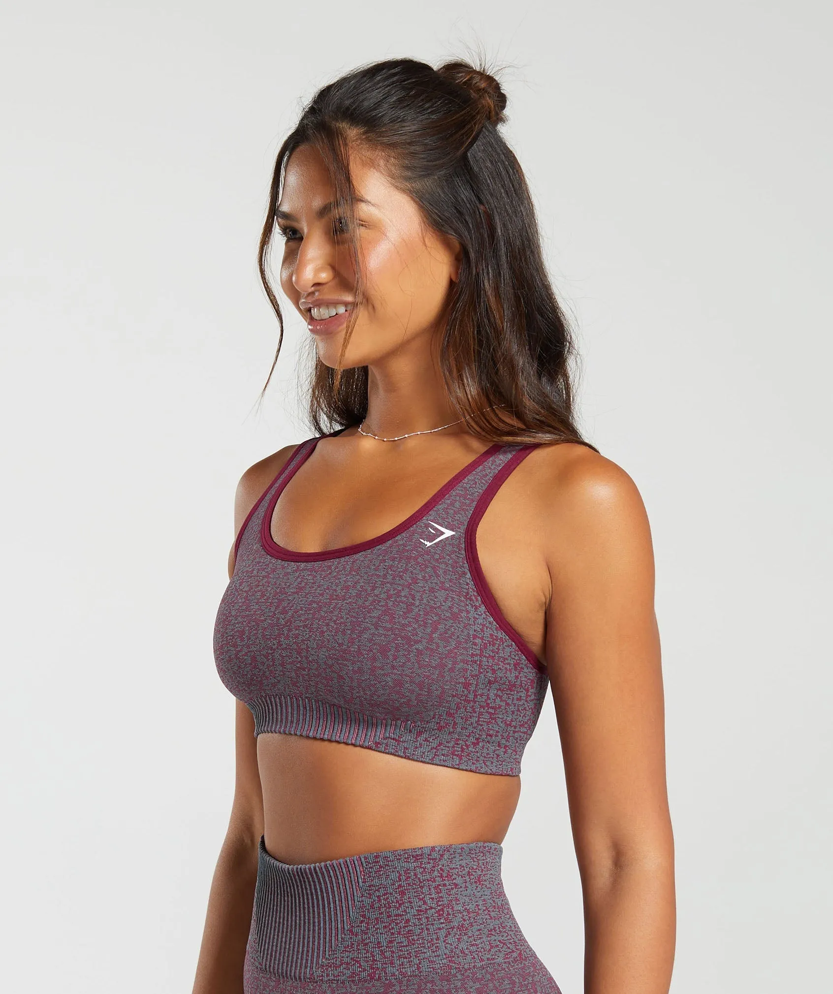 Gymshark Marl Seamless Scoop Bra - Plum Pink Marl/Dark Grey Marl/Plum Pink sold by Gymshark product image thumbnail 3